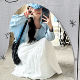 2024 summer new white skirt for women with high waist slim A-line long skirt French temperament small umbrella skirt