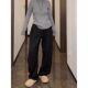 2383# regular 53 casual pants for women in autumn and winter new large size lazy style slim and iron diamond wide-leg cotton pants
