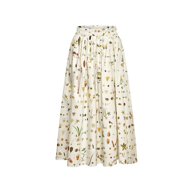 Ching's French retro elastic waist skirt for women, women's ordered dyed large hem skirt, versatile commuter printed long skirt, summer