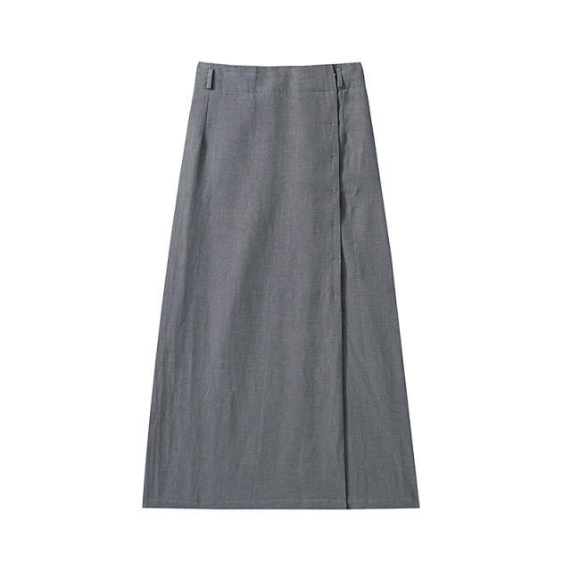 LOEN original design spring and summer new versatile temperament slim Japanese high-waist irregular button skirt