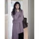 Eryang design design sense purple long sweater jacket for women new temperament knitted wool cardigan 1