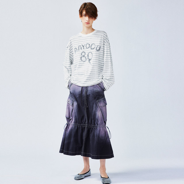 UOOYAA/Wuya 2025 Spring New Style of casual wear reverse-wearing sea soul striped T-shirt