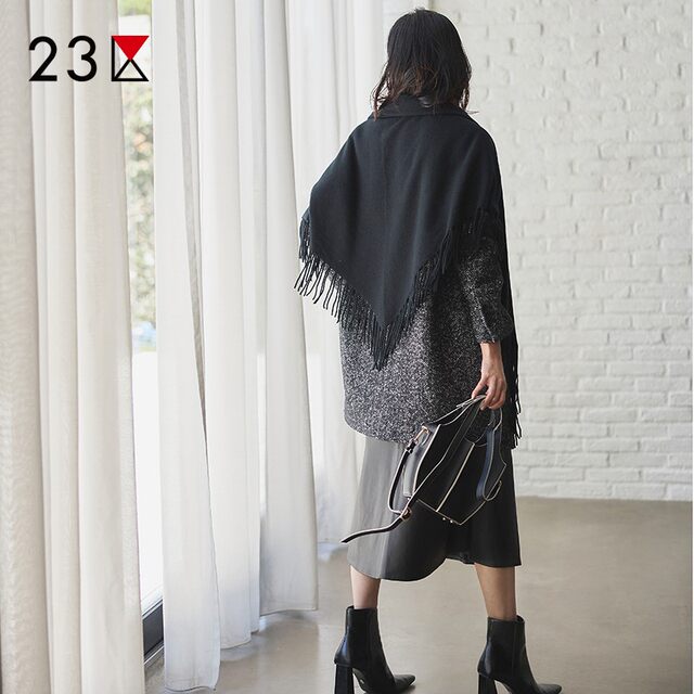 23rd in the 23rd Japanese autumn and winter commuting loose sheepskin stitching A -shaped half -body skirt in the long leather skirt mall the same model
