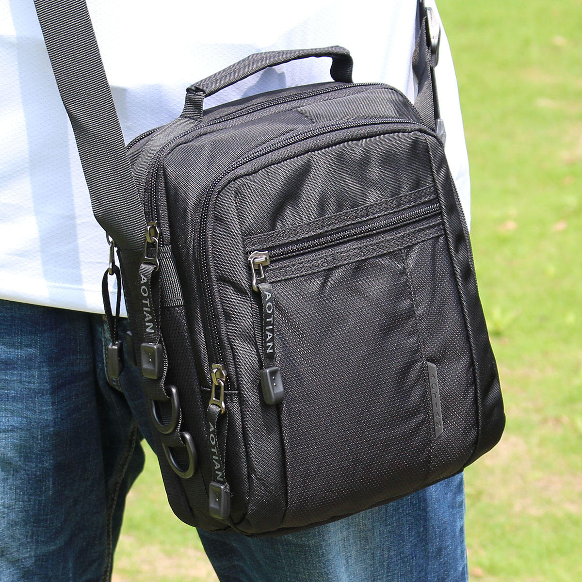 2021新款挎包男斜肩包帆布休闲通勤开车小背包男士包包单肩斜挎包