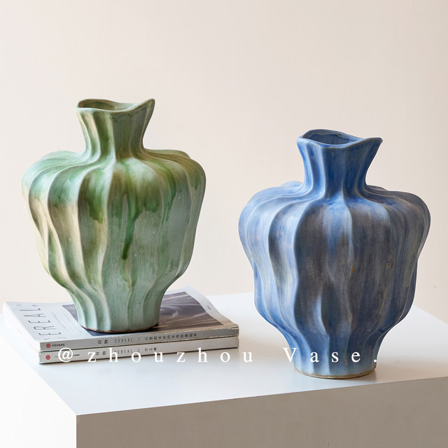 Vase ornaments wabi-sabi Jingdezhen ceramic vases living room model room home soft decoration creative flower arrangements