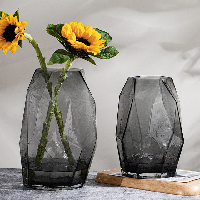 Modern simple geometric original color glass vase model room Nordic light luxury ornaments creative home soft decorations