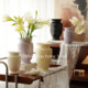 Relief ceramic high-temperature vase crafts home furnishings water-raised flowers living room decorations French cream style medieval