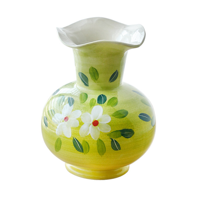 New Chinese style hand-painted ceramic vase ornaments, living room flower arrangements, high-end light luxury style home decorations, housewarming gifts