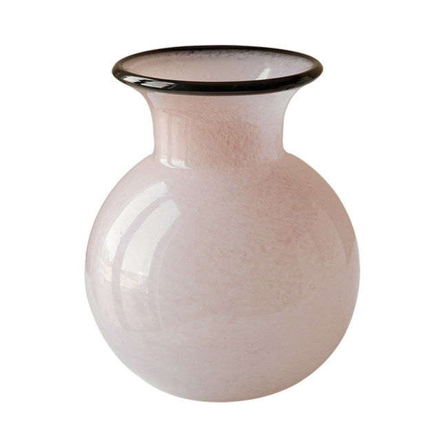 
Zhouzhou's pink glass vase, small mouth and big belly vase, new Chinese style water-raised tall-footed flower ware, home glass ornaments
