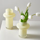 High-end medieval Fenton cream vase glass water-raised flowers rich bamboo rose lily home living room flower arrangement