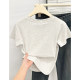2025 summer new design V-neck front shoulder short-sleeved T-shirt for women with slimming and flesh-covering basic versatile top
