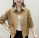 
Spring and Autumn New Style Shirt Jacket Slimming Versatile Solid Color Single Breakfast Loose Solid Color Lapel Top Age Reducing Mother's Wear