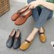 2025 Summer New Genuine Leather Women's Shoes Soft Leather Comfortable Large Size Single Shoes Flat Casual Mom Shoes Soft Sole Maternity Shoes