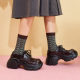 Masuji 2025 summer new thick-soled thick-heeled single shoes height-enhanced lace-up small leather shoes versatile casual shoes for women