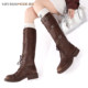 Saturday high tube knight boots for women's new winter Maillard retro belt buckle thick-soled Martin boots
