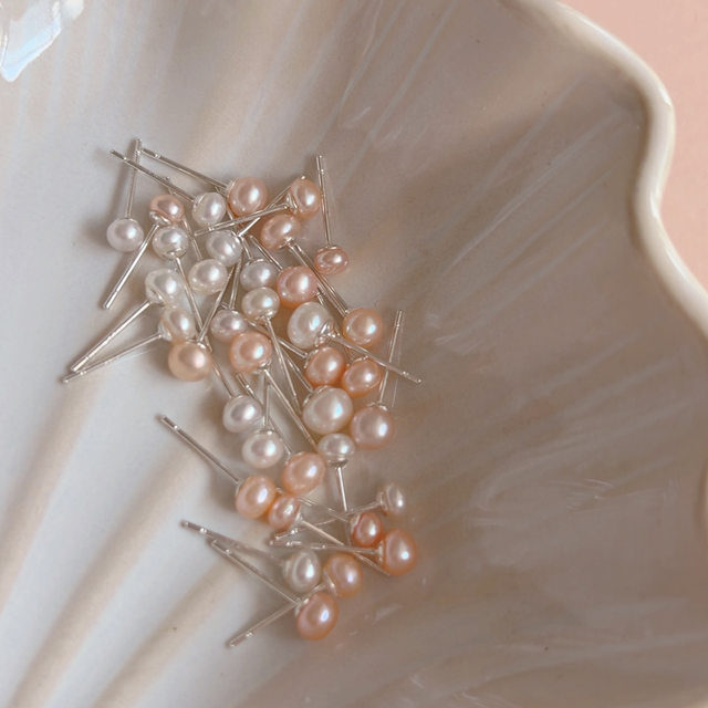 Natural freshwater pearl earrings small bulb 925 sterling silver earrings