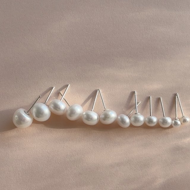 Natural freshwater pearl earrings small bulb 925 sterling silver earrings