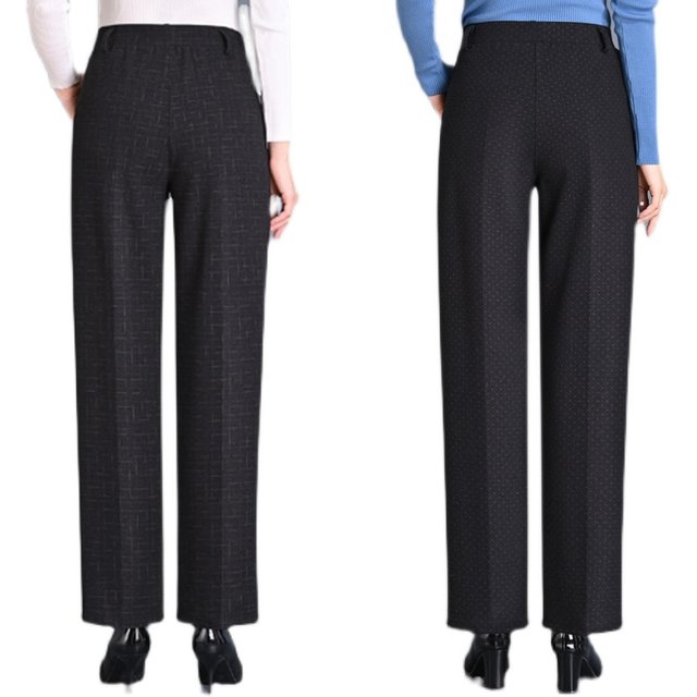 Mom's straight-leg pants, autumn casual elastic plus velvet granny pants, big-footed loose pants for middle-aged and elderly women