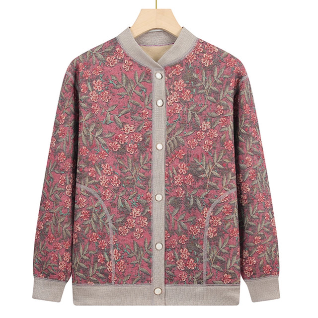 Grandma's spring and autumn velvet coat, winter clothing for the elderly, mother's sweater, old lady's cardigan, warm clothing, clothing for the elderly