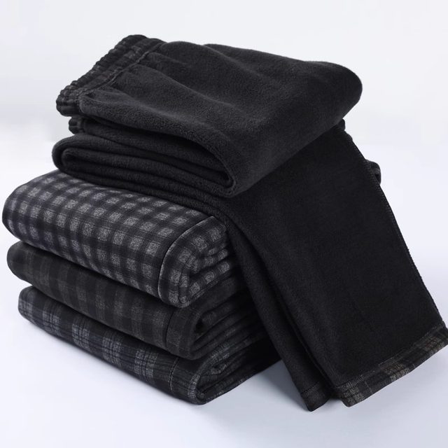 Mom's pants, autumn and winter velvet plaid trousers, middle-aged and elderly women's trousers, spring and autumn high-waisted grandma straight legs for old ladies