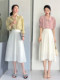 Spring and summer white skirt for women with drooping high waist pear shape A-line slim commuting temperament mid-length umbrella skirt
