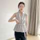 High-end sleeveless shirt for women with v-neck, professional temperament, French design, niche waist style, chic chiffon top