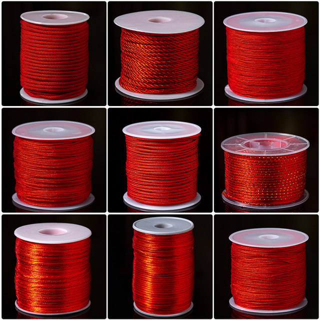 Small gold red rope braided rope handmade DIY material braided wire hand rope bracelet anklet jade wire pendant lanyard thin