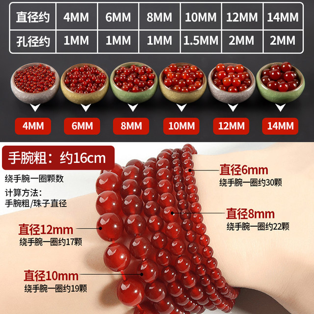 Natural black and red agate beads and loose beads DIY hand-made beads jade crystal bracelet bracelets and beads small accessories materials
