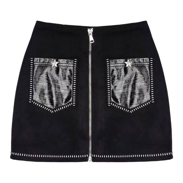 Large -size high -waisted suede zipper skirt female autumn and winter fat mm thin A -line skirt black hip skirt short skirt
