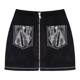 Large -size high -waisted suede zipper skirt female autumn and winter fat mm thin A -line skirt black hip skirt short skirt
