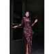 Original design high -definition velvet flower slim high waist printing temperament new Chinese cheongsam
