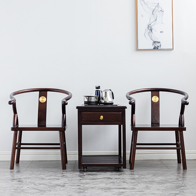 Three-piece armchair set, tea table furniture, Chinese style solid wood ...