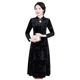 New high-end cheongsam in spring and autumn gold velvet dress middle-aged and elderly long-sleeved dress solid color embossed long skirt