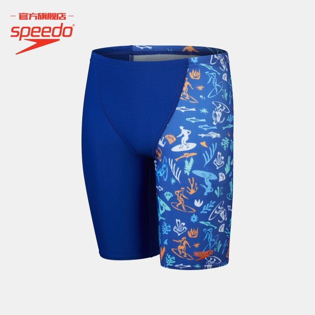 Speedo/speedo cute printed comfortable and close-fitting children's knee-length swimming trunks sun protection swimwear for boys, middle and large children