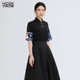 Summer Chinese style versatile fashion casual slim retro daily commute women's middle sleeve T -shirt embroidered Chinese top

