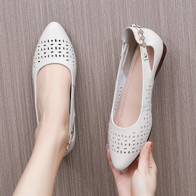 Women's new style women's large-size sandals 41-43 hollow beef tendon sole handmade leather shoes