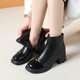
Genuine leather short boots for women 2025 new fashion high-heeled Martin boots thick-soled heightening shoes large size leather boots plus velvet cotton boots