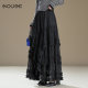 Black irregular lace mesh large umbrella skirt for women 2025 summer new princess fluffy cake pleated long skirt