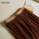 Two-sided gold velvet skirt for women with autumn and winter elastic waist splicing slim pleated skirt mid-length high-waisted umbrella skirt

