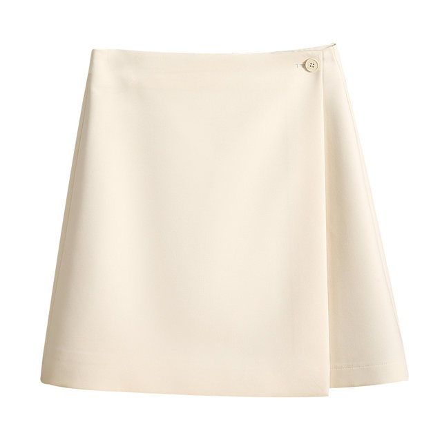Suit short skirt for women in spring and summer 2025 new high-waisted a-line skirt, small slim beige skirt short