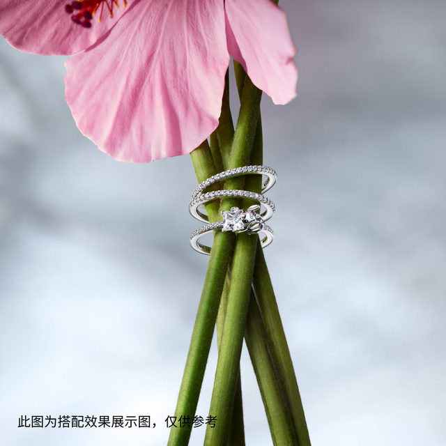 [Same Style as Yellow Star] Pandora Pandora Everlasting Halo Ring Silver Fashionable and Exquisite Couple Gift Stacking