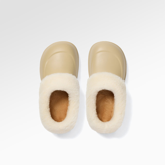 GGCC2025 new winter style thick-soled half-slippers with plush lining, lazy furry shoes and cotton shoes
