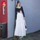 2025 spring and summer new white spliced ​​cake skirt for women, small slim and versatile high-waisted A-line midi skirt
