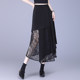 
Black irregular skirt 2025 summer new high-waist lace splicing design one-piece A-line skirt long skirt
