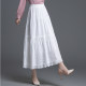 White skirt umbrella skirt for women 2025 spring new French spliced ​​lace edge cover hips and slimming cake skirt long skirt