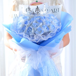 Crushed ice blue rose immortal flower bouquet214 Valentine's Day white 99 to give men and women friends girlfriend birthday gift