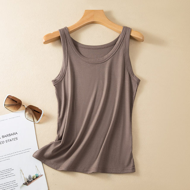 Threaded edge anti-exposure vest for women summer thin modal sleeveless inner large size slim bottoming outer top