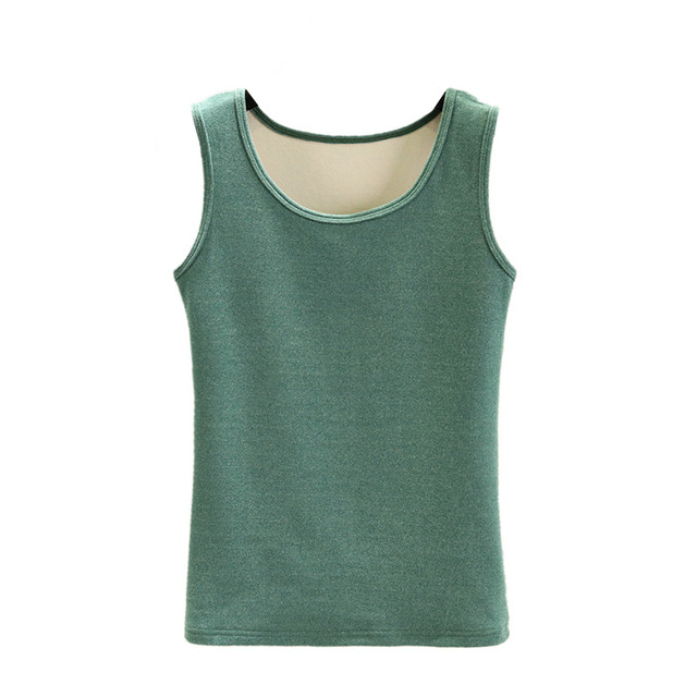 German velvet vest for women in autumn and winter plus velvet thickened round neck vest with autumn coat inside large size brushed warm base shirt top