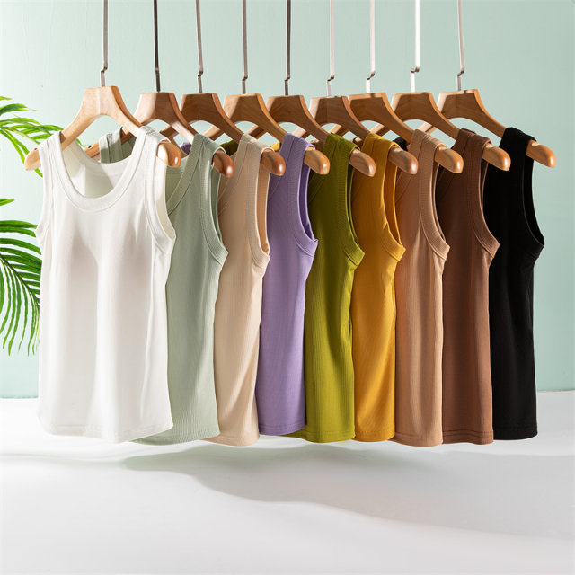 Modal's exemption of bras, chest pads integrated wide -shoulder thread camisole female Xiawai Wailai cuffless top
