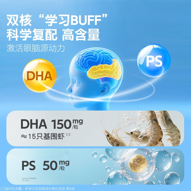 Yikesin Children's DHA Algae Oil PS Soft Capsule Phosphatidylserine Teenage Students Memory